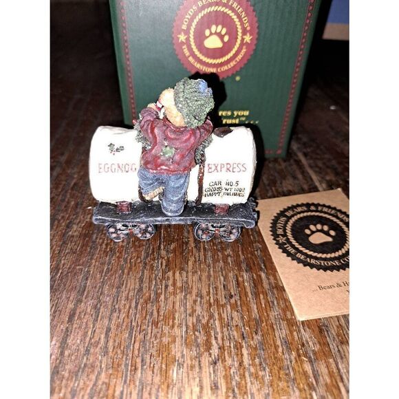 Vintage 2002 Boyds Bears Sippy Longstraw Eggnog Express 2487 Christmas Train - Picture 5 of 7